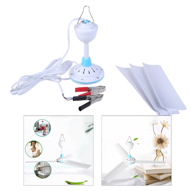 Ventilador teto portátil 20 polegadas 12V Mini ventilador teto suspenso com interruptores externos 896C