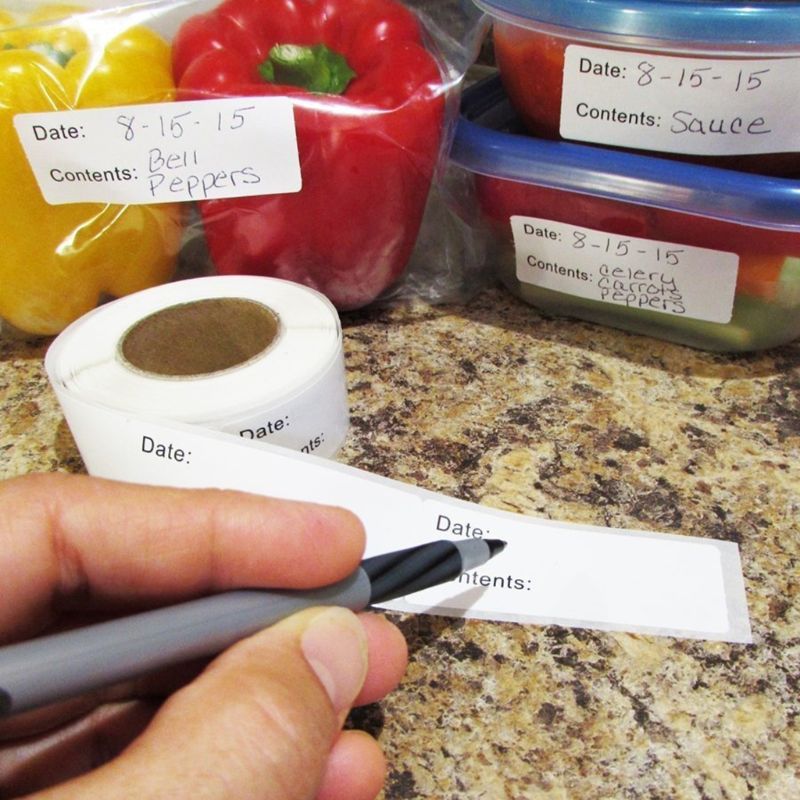 Rollo de etiquetas de almacenamiento para comida casera en la cocina, adhesivo para nevera y congelador, 125 Uds.