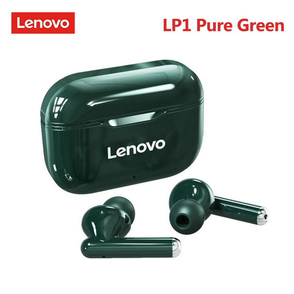 Lenovo-auriculares inalámbricos LP1/LP1S/X9/X18/XT90/XT91/QT83, Bluetooth 5,0, con Control táctil, deportivos, TWS, intrauditivos: LP1 Pure Green