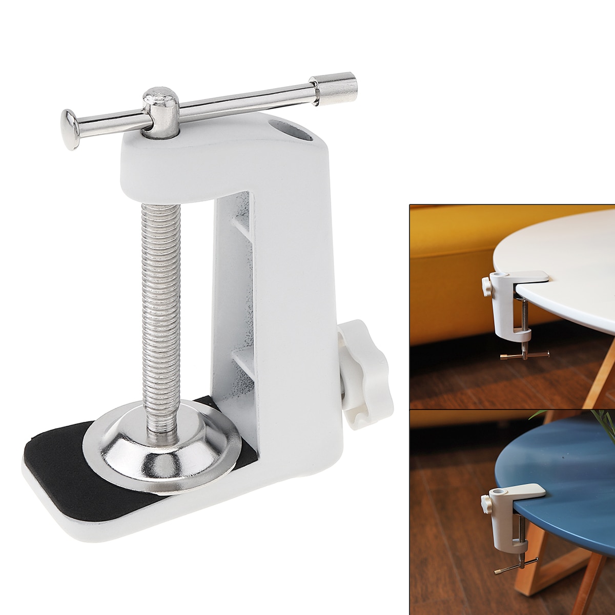 High Aluminum Alloy Cantilever Bracket Universal C-Clamp with 12MM Hole Diameter and Non Slip Mat Suitable for Mic Stand