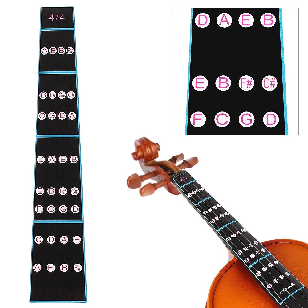 4/4 Zwarte Professionele Viool Toets Sticker Fretboard Note Label Vingerzetting Grafiek Praktijk Voor Beginner Viool Onderdelen