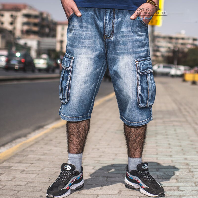 Jeans Männer Sommer Modis Multi-Tasche männer Blau Denim kurze Hose Streetwear verlieren Große Größe Gerade Denim kurze Hose
