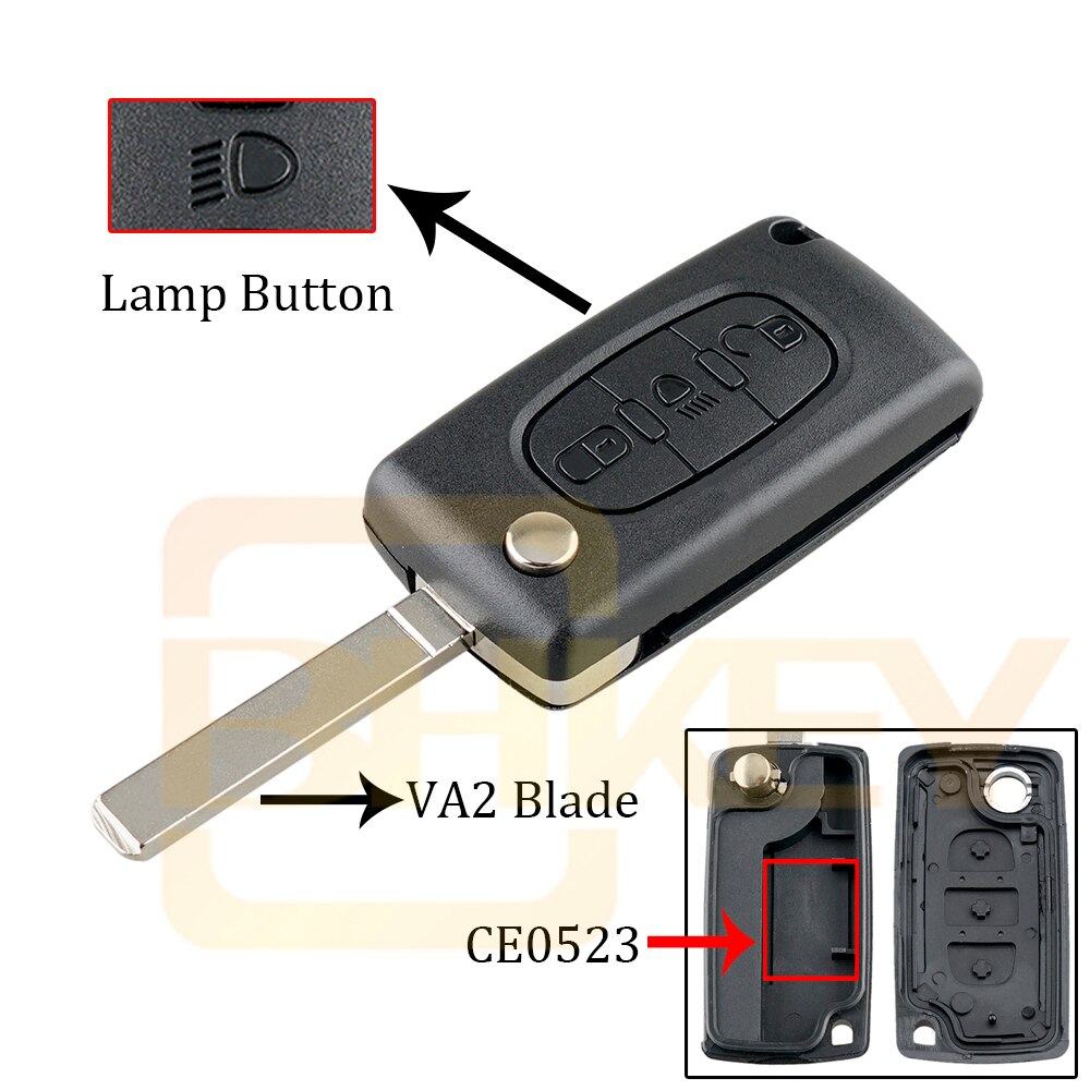 Bhkey 3b lampknop voor citroen  c2 c3 c4 c5 c6 c8 klap afstandsbediening autosleutel behuizing behuizing fob  va2 or hu83 blade  ce0523 or ce0536: 3b va2 ce0523