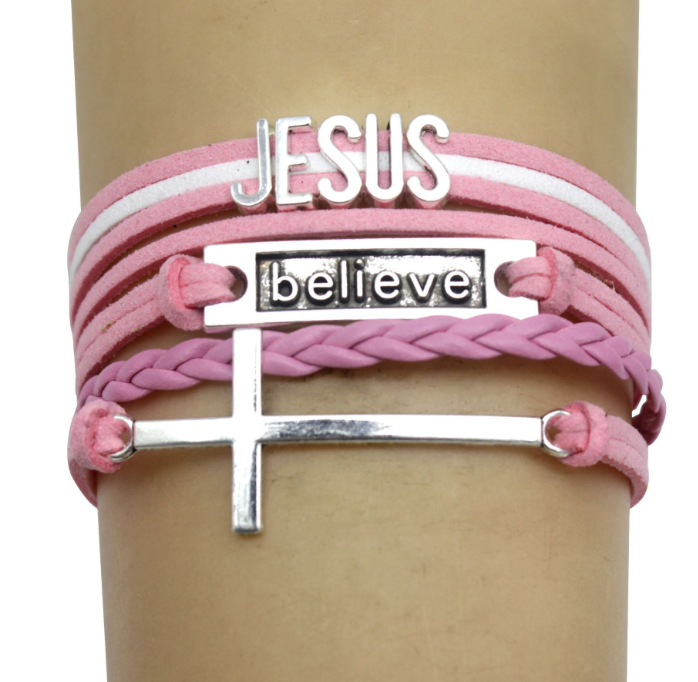 Kruis Van Jezus Armband Jesus Fish Christian God Jezus Jewelrychristian Religieuze Sieraden Armbanden: Roze