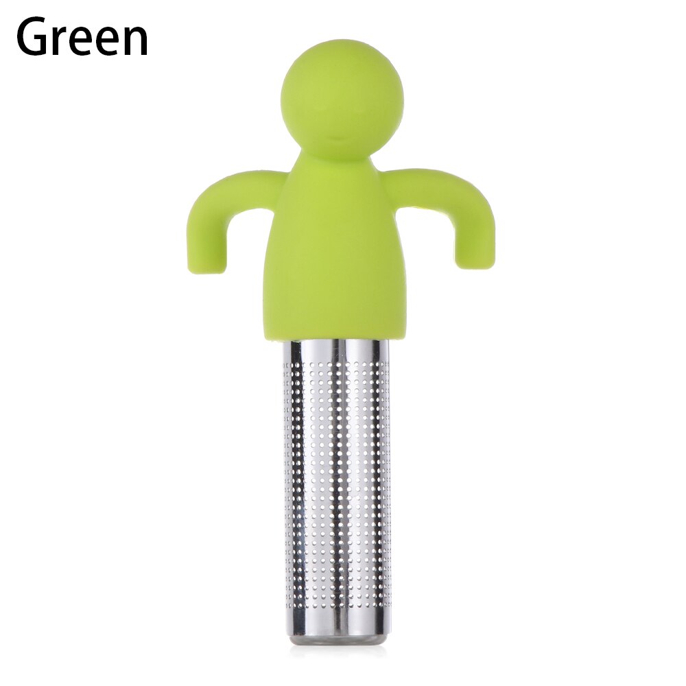 1Pc Siliconen Theezeefje Kleine Man Shaped Thee-ei Filter Brouwen Theepot Thee Infusers Losse Blad Koffie Filter Thee accesso: Green