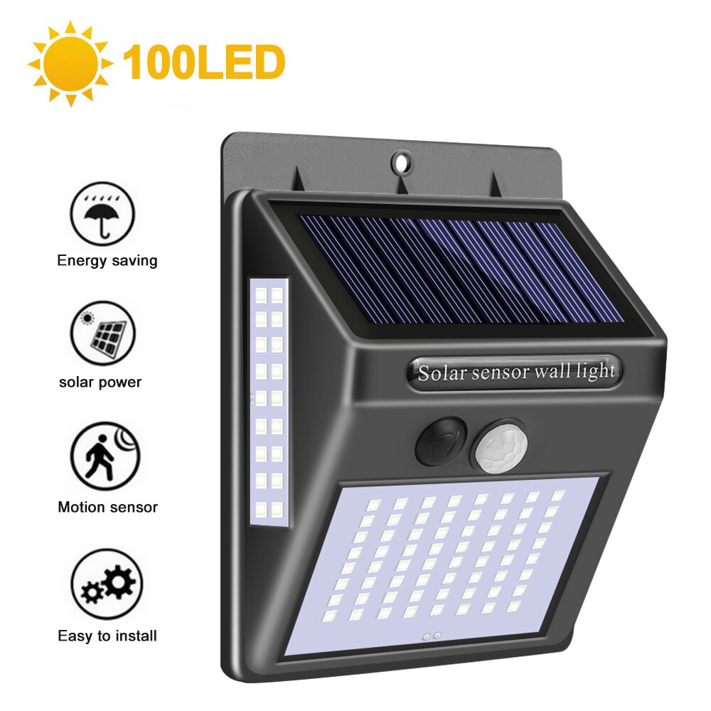 180 LED Solar Power Motion Sensor Light COB 3 Modes Outdoor Garden Yard Waterproof Energy Saving Pathway Solar Wall Lamp: 1pc 100LED