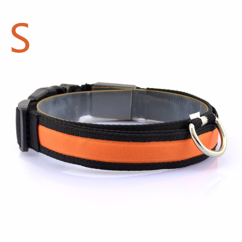 LED Flashlight Dog Cat Collar Glowing Collar Lamp Night Safety Pet Leads Necklace Luminous Bright Decoration Collars For Dogs: Orange S
