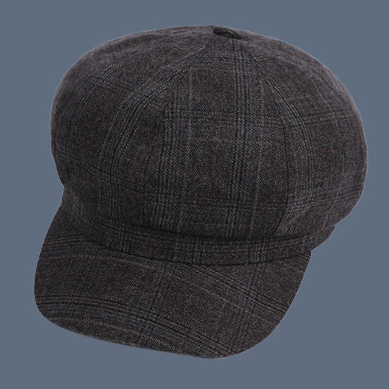 Boina de cuadros a cuadros para mujer, boinas de francesa, boinas de pata de gallo, boinas negras a cuadros, gorro de Newsboy, otoño e invierno, novedad: Negro
