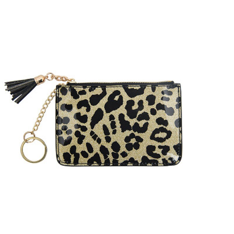 Leopard læder kvinders tegnebøger pu lynlås pung damer tegnebog kobling multi card taske