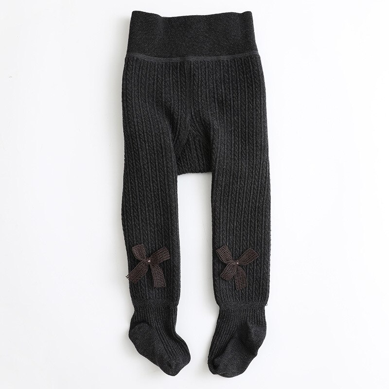 1 to 12 Years Super Warm Tights In Winter Cute Bowknot Kids Pantyhose With Fleece Inside Thicken Kids Pantyhose For Baby: Dark Grey / 8 to 12 Years