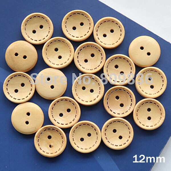 30 stk/parti størrelse :11.5mm/ 12.5mm naturlige farver 2- huller knapper, træ knapper til tøj, scrapbog knapper(ss -61-2))