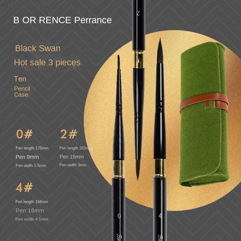 Borrence Artist Hand-Painting Drawing Brushes for Acrylic Gouache Watercolor Oil Painting Pen Nylon Hair Travel Hook Line Brush: Chocolate