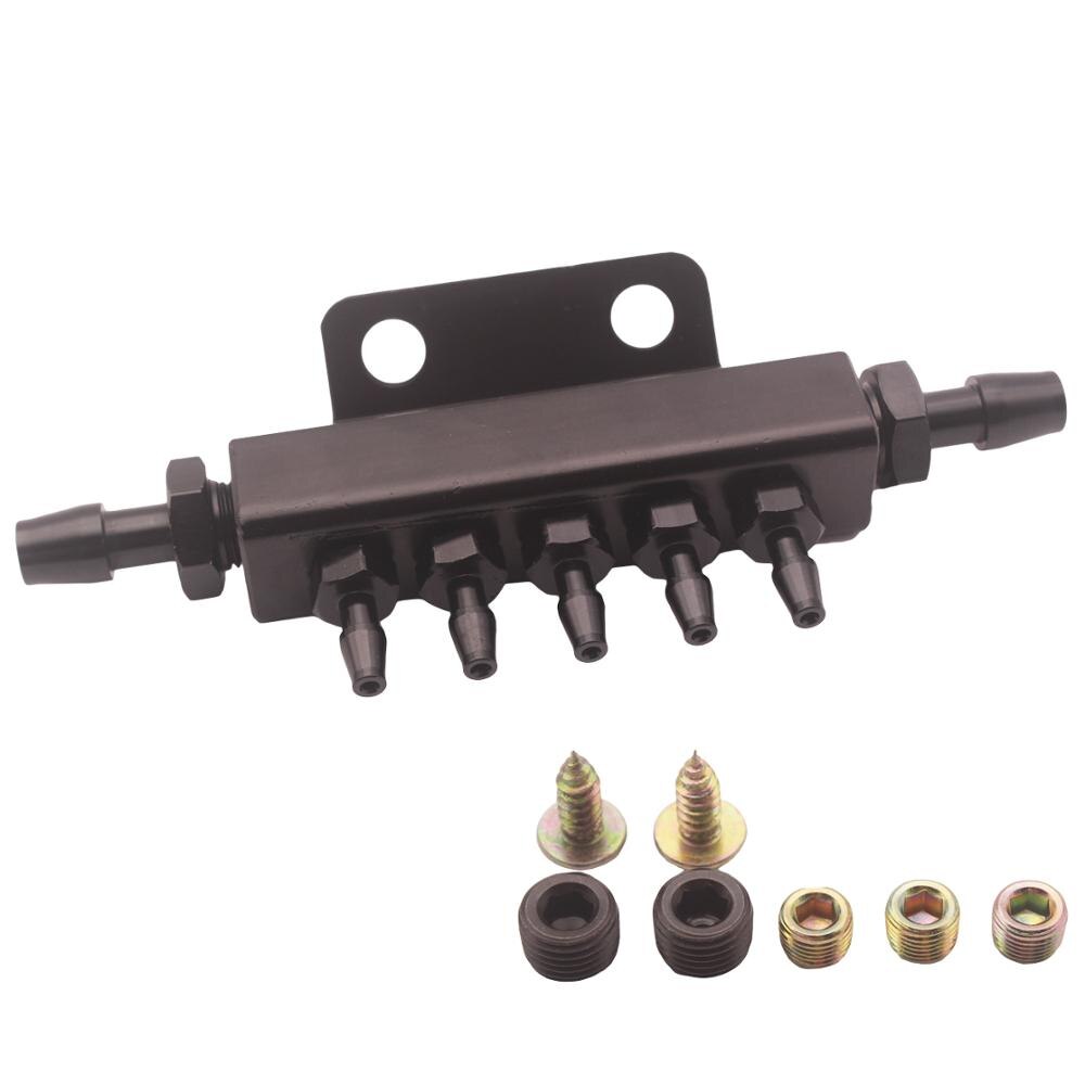 5 Port VACUUM Block Intake Manifold Fuel Gas Wastegate Turbo Boost Black