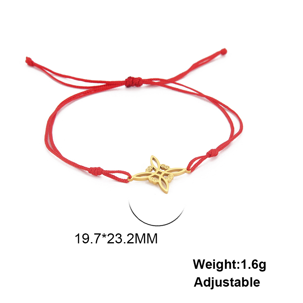 LIKGREAT Bracelet noeud de sorcière irlandaise pour femmes hommes noeud celtique réglable corde tissée bijoux acier inoxydable amulette Talisman: Couleur or jaune pâle