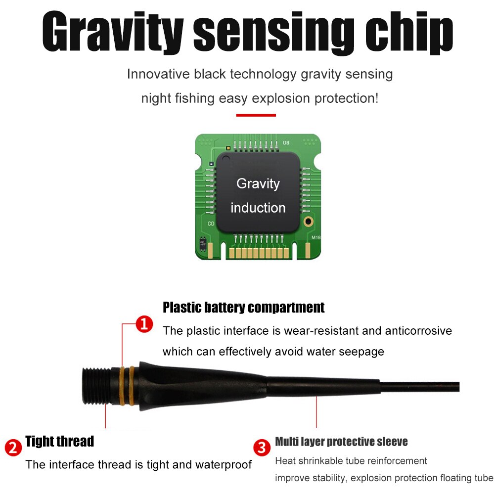 Smart Vissen Led Light Float Visserijvlotter Vis Bite Haak Zwaartekracht Sensor Gloeiende Elektrische Visdobbers Sensing Chip Stopper