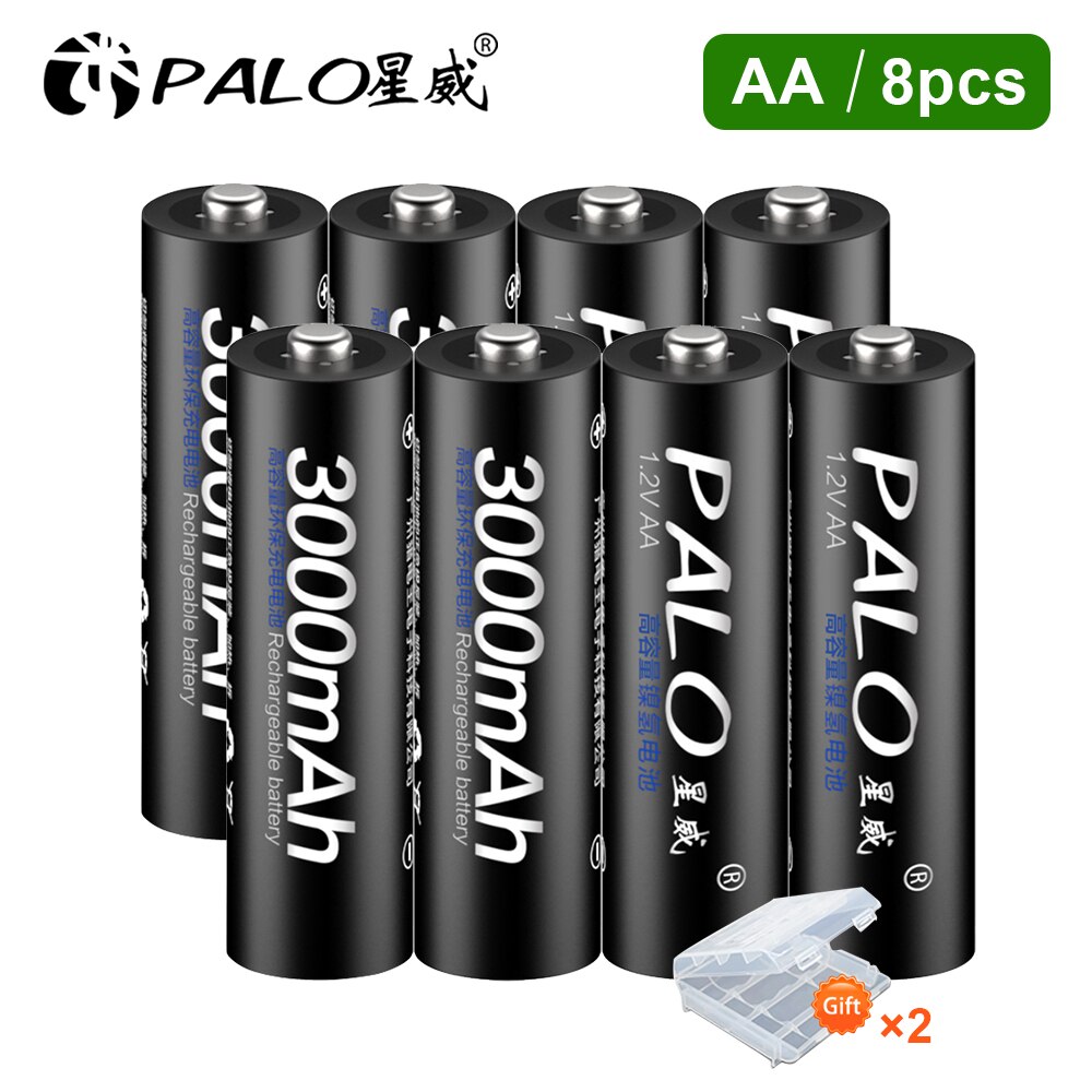 Palo Aa Oplaadbare Batterij Aa 1.2V Nimh Batterijen Oplaadbare Batterij 2A Batteria Led Zaklamp Batterij Oplader: 8Pcs AA Battery