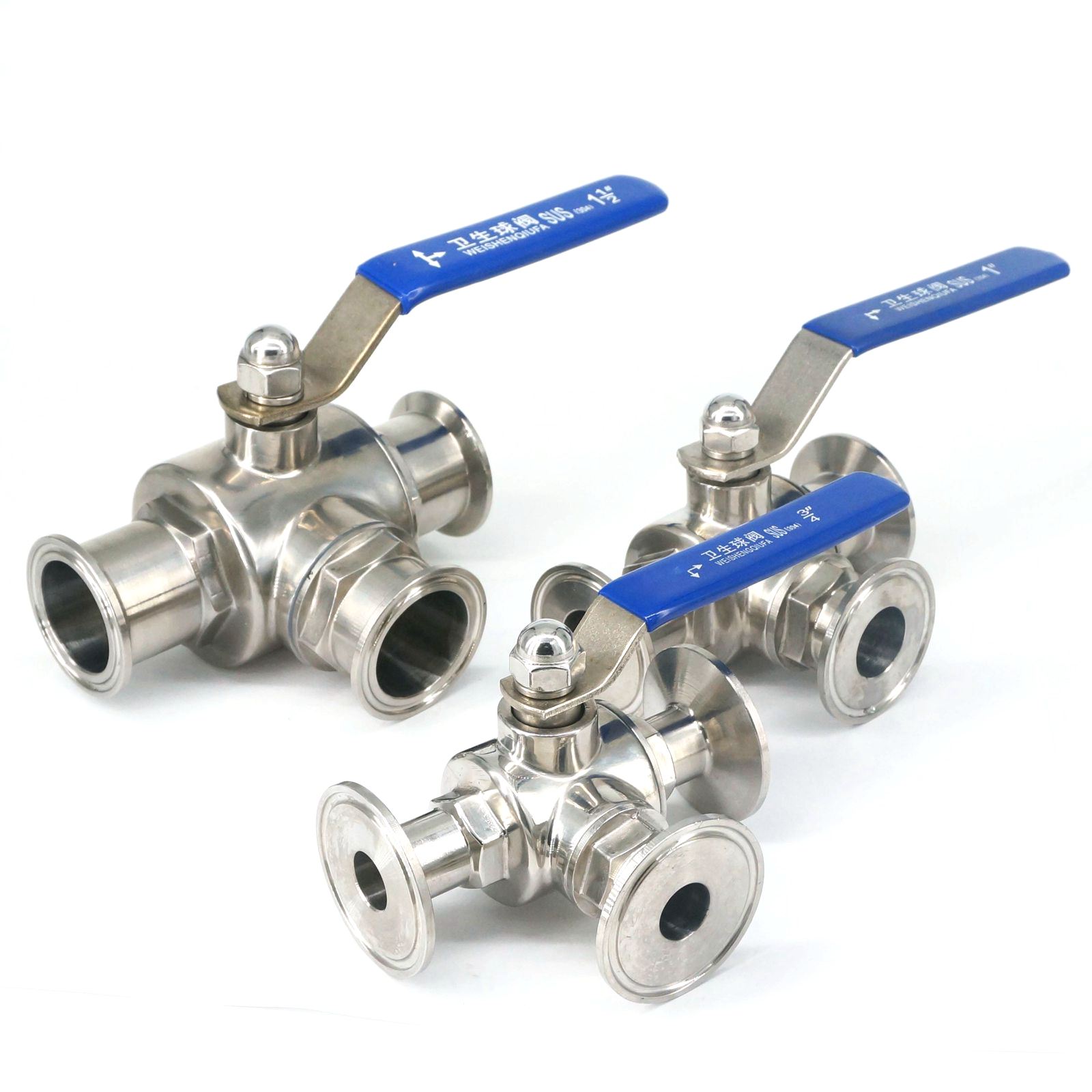 Tube O/D 19/25/32/38mm 1.5" Tri Clamp Ferrule O/D 50.5mm 304 Stainless Steel Sanitary 3 Way L port Ball Valve Homebrew Diary