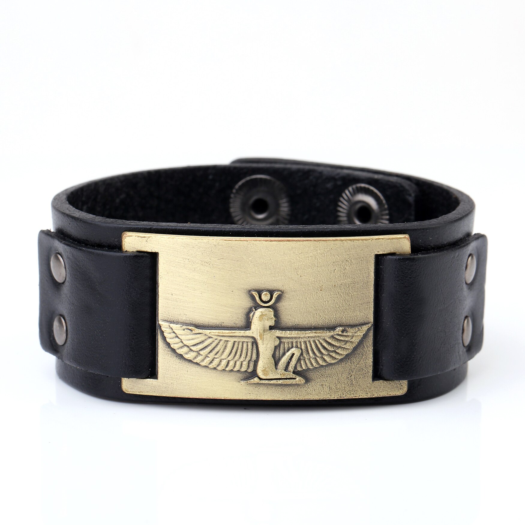 Likgreat Bruine Brede Braid Lederen Armband Koningin Van Egypte Heilige Guardian Bedelarmband Mannen Amulet Cleopatra Vii Charm Sieraden: 5