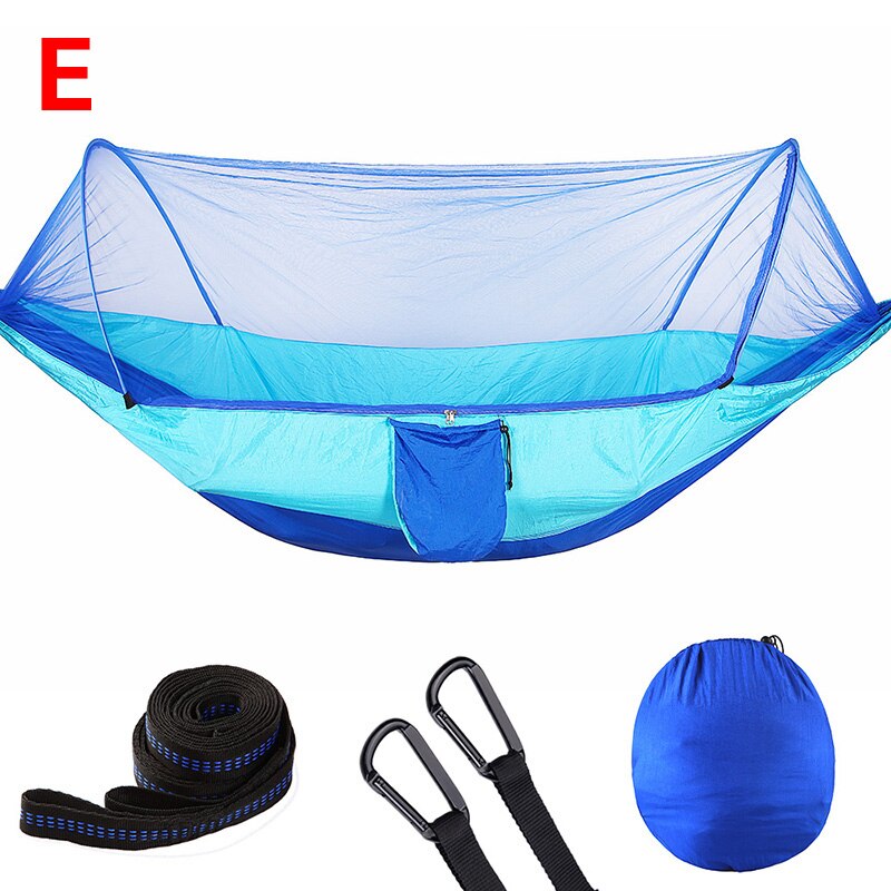 1pcs outdoor camping single double nylon automatic quick-opening hammock with mosquito net S7B0984: E / 290X140CM