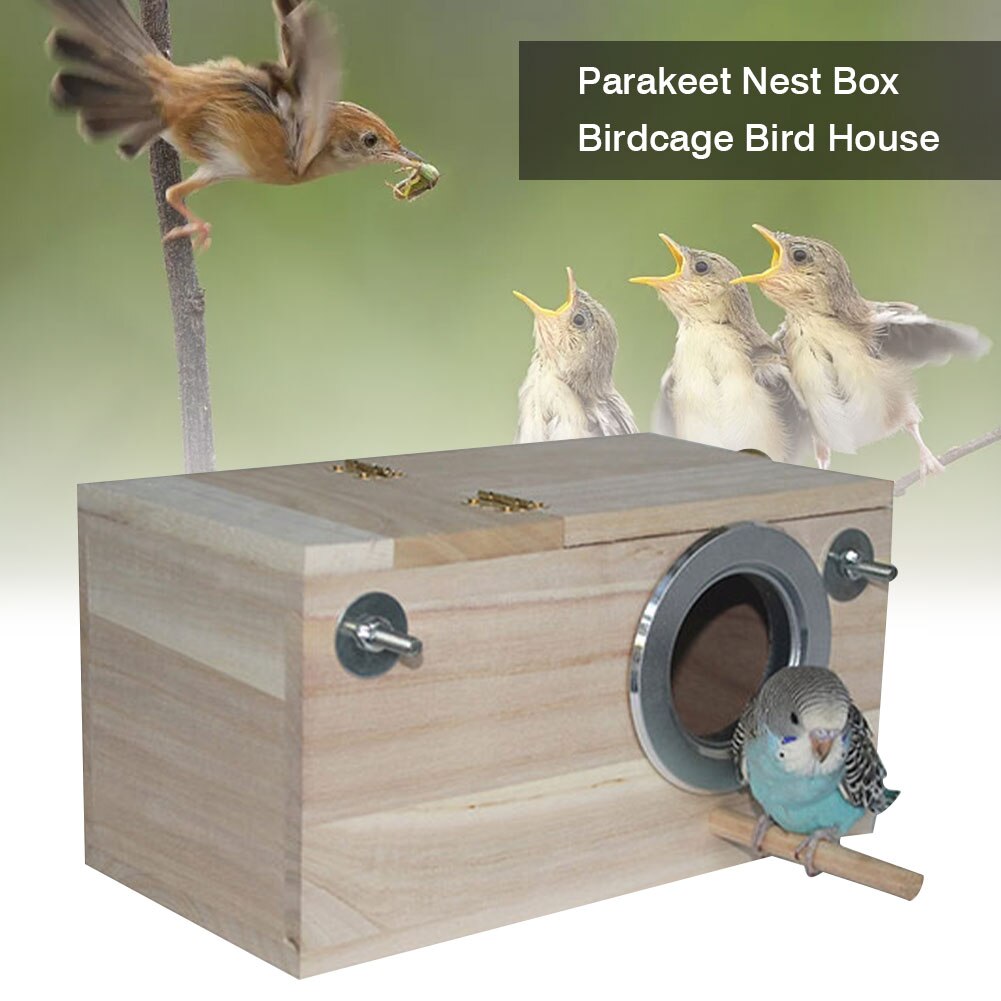 Parakeet Nest Box Birdcage Bird House Budgie Wooden Mating Breeding Box For Lovebirds Bird Wooden House