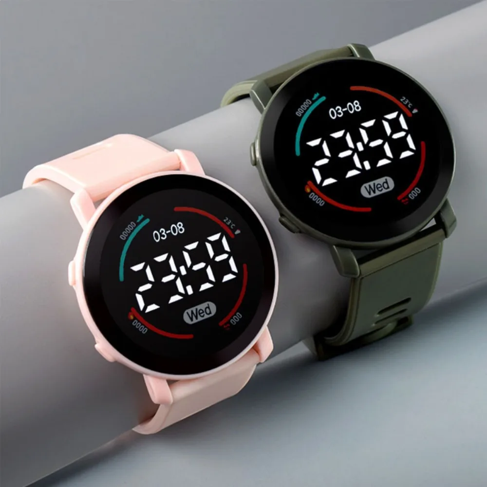 Juvenile Multifunctional Electronic Watch Sports Waterproof Fall Proof Ultra Clear Round Screen LED Digital Clock Reloj Niña