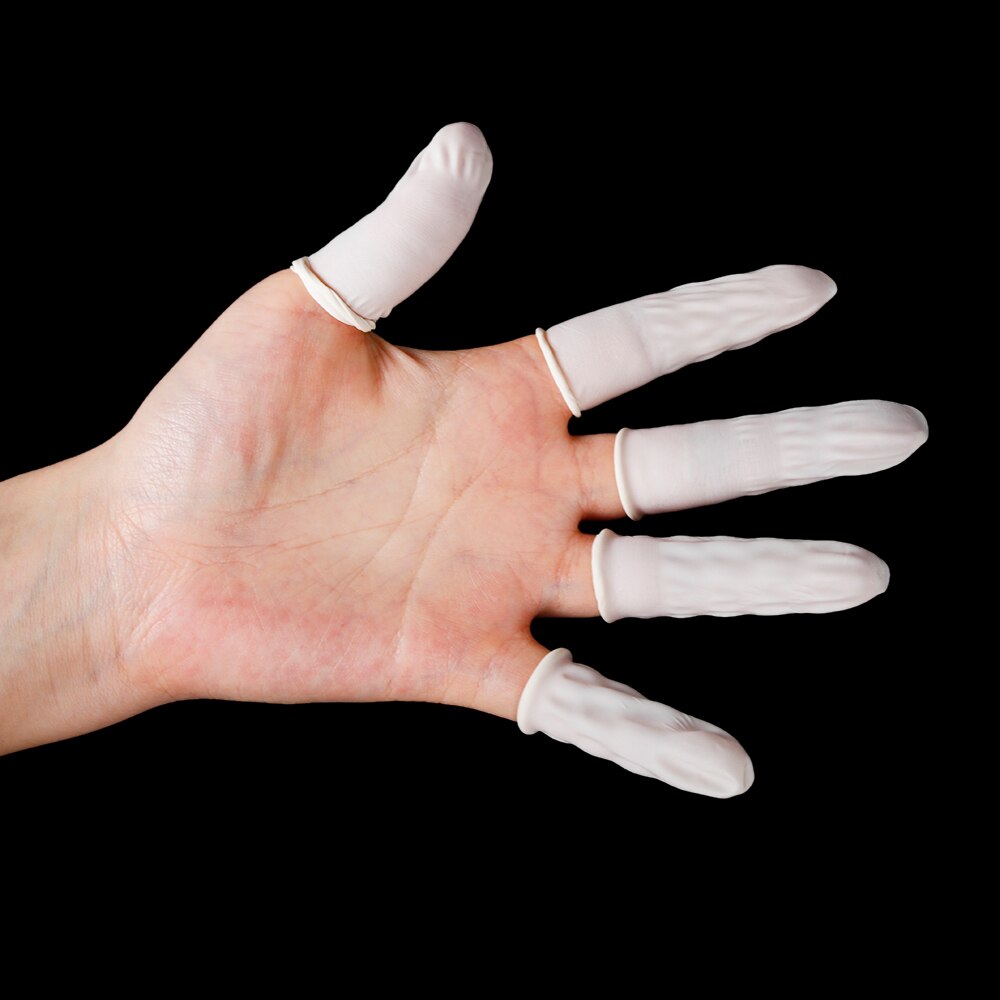 100 stk skridsikre latexfingerbørste fingerspidser beskyttelseshandsker engangs fingerdæksel støvtætte naturgummihandsker