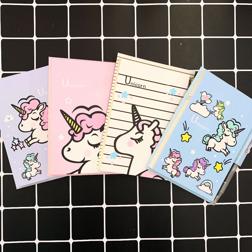 Cute Unicorn Set 1 Notebook+1 Ballpoint Pen Writing Diary Book Kids Stationery Student Rewarding School Office Supply