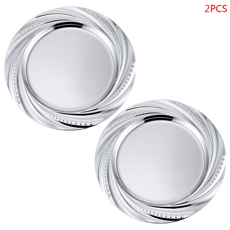 2 stuks Elegante Roestvrij Staal Diner Plaat Schotel Salade Fruit Voedsel Container Lade