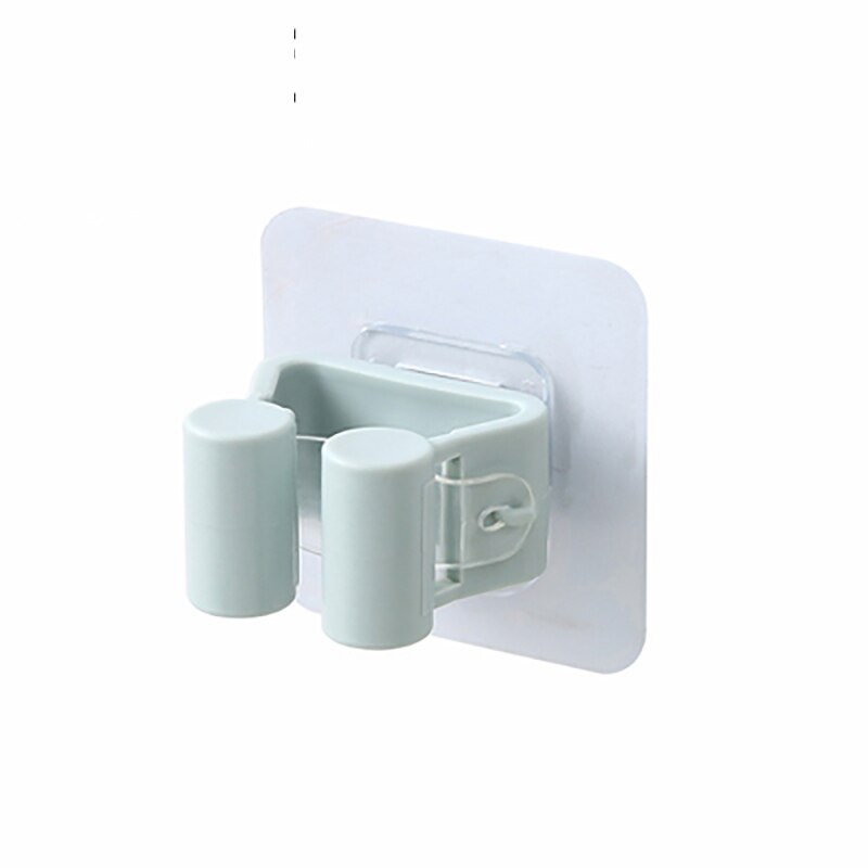 AIBODUO 5pcs Nordic solid color abs mop rack plastic no-punch bathroom hook light color broom hanger seat mop clip multifunction: 02