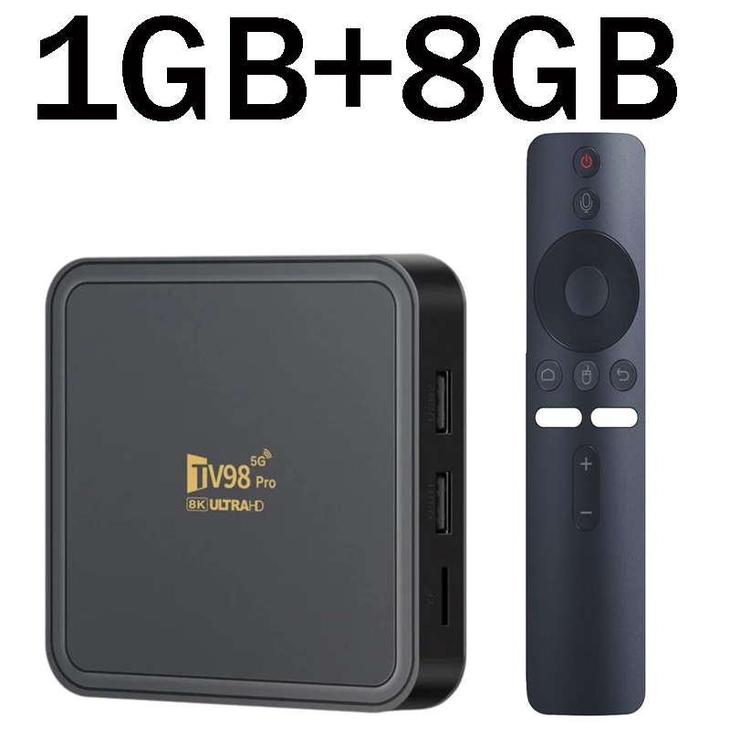TV98 Pro TV Box Android 14 Suporte HD 8K4K Vídeo 5G Dual Wifi BT5.2 Reprodutor de controle remoto por voz Allwinner H313 Smart TV Box iptv: Ouro / Plugue da UE
