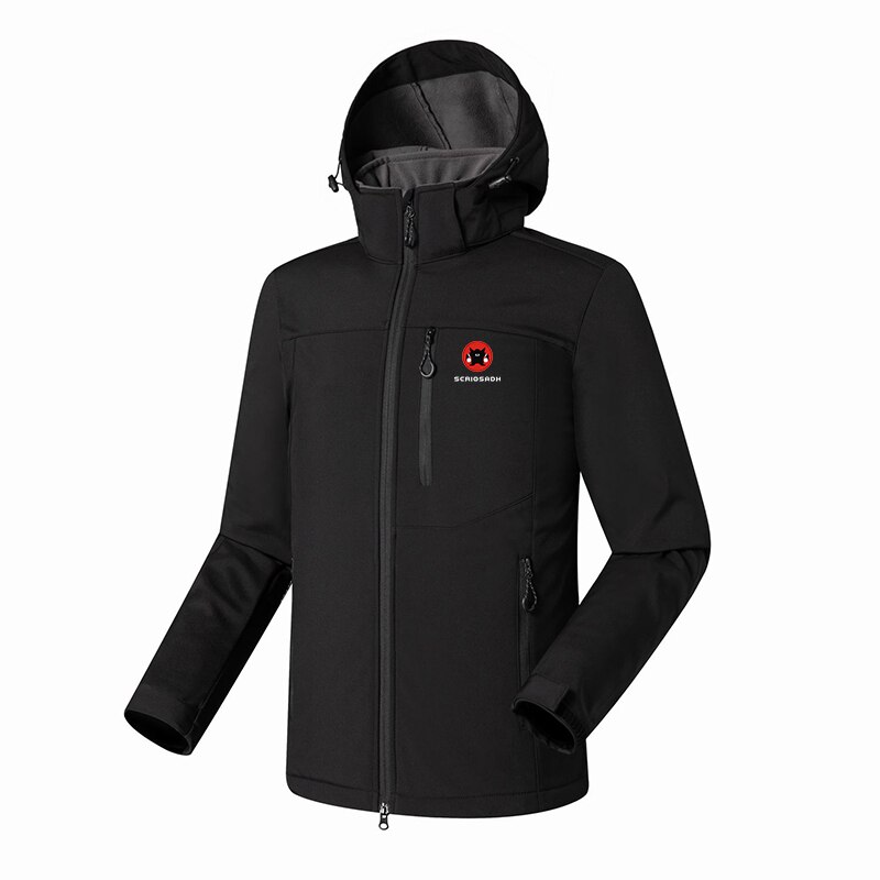 Scriosadh vindjakke for #39 vanntett utendørs softshell klatrejakke utendørs hurtigtørrende fleece holde varmen turskijakke: Svart / Asiatisk størrelse m