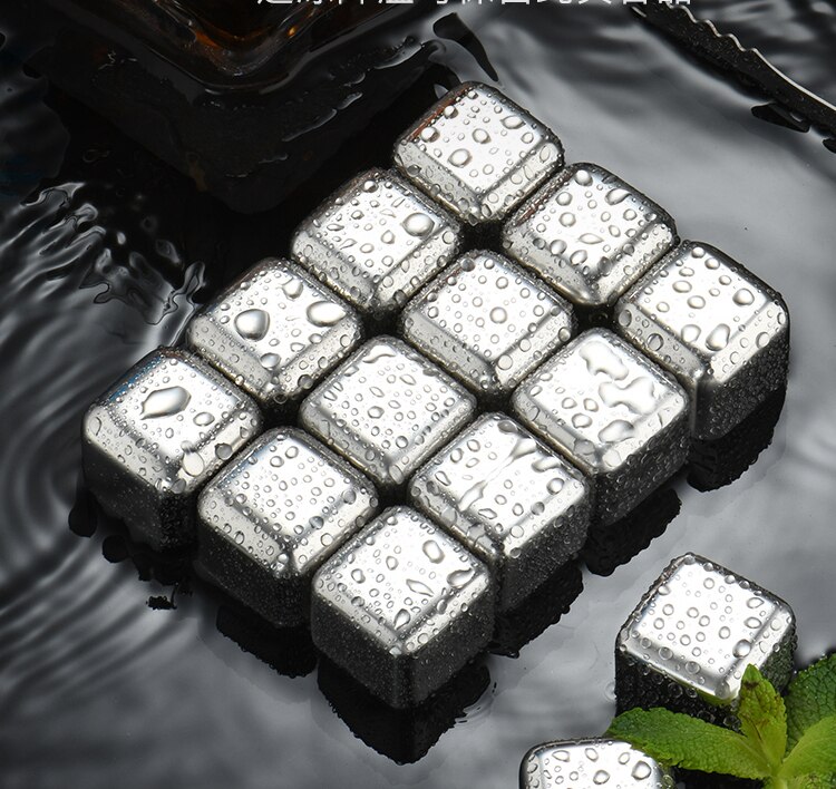 Stainless Steel Ice Cube Metal Block Iced Ice Cube Food Grade Beer Ice Hockey Whisky Stone Quick-Frozen beer cooler
