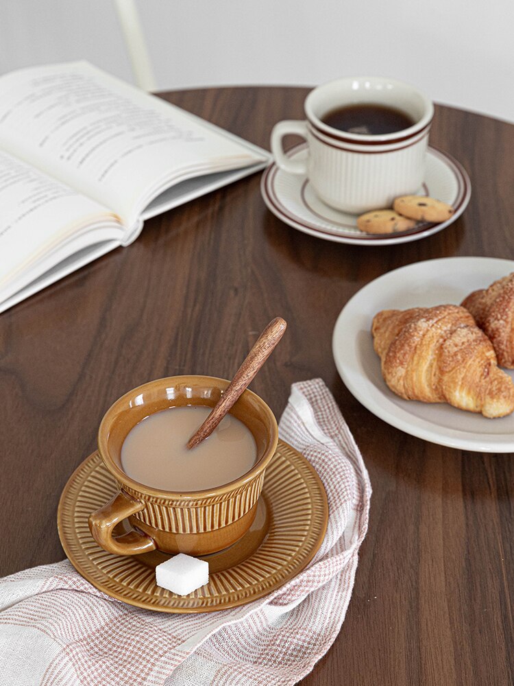 Simple Ceramic Coffee Cup Saucer Set Decor Teacup Ceramic Coffee Cups Chinese Travel Crockery Tazas De Cafe Tableware BJ50BD