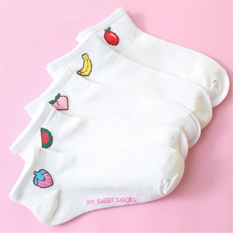 1 Pair Cartoon Cute Women Short Socks Spring Summer Autumn Cotton Fruit Comfortable Socks