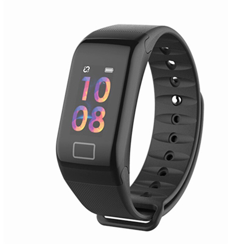 F1 plus fitness tracker smart bracelet F1 watch with HR fitness sleep tracker waterproof activity tracker Band for Android IOS: Black