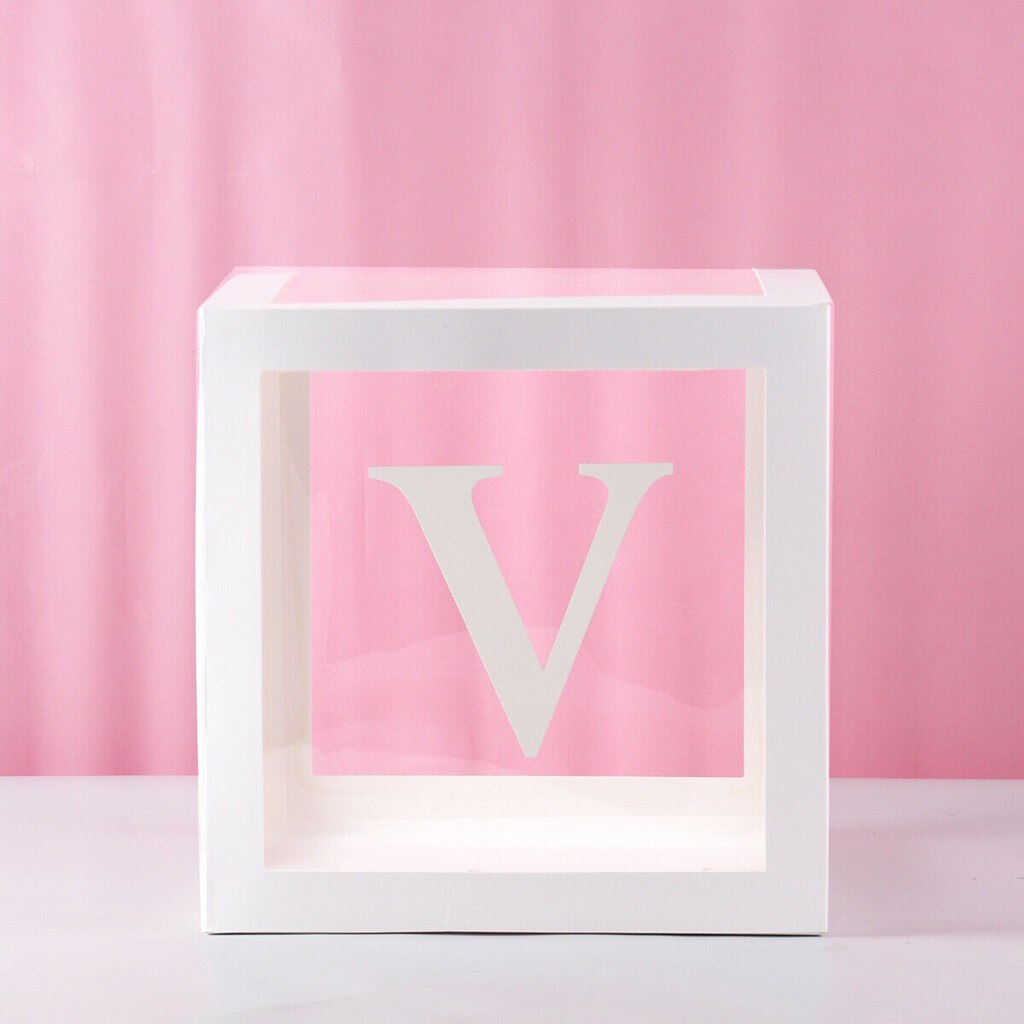 Letter A- Z Transparent Boxes Kid Birthday Baby Shower Birthday Party Decoration Shower Balloon Storage Box Party Supplies: V