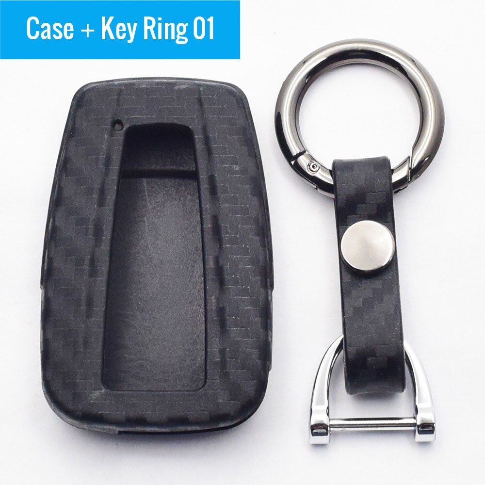 Carbon Silicone Car Key Case For Toyota CHR C-HR Camry RAV4 Smart Keyless Remote Fob Cover Keychain Protector Keys Bag: Case and Key Ring 01