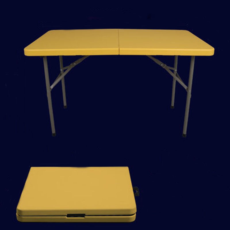 Folding table outdoor portable floor stall table table household simple dining table chair learning plastic long desk: Yellow