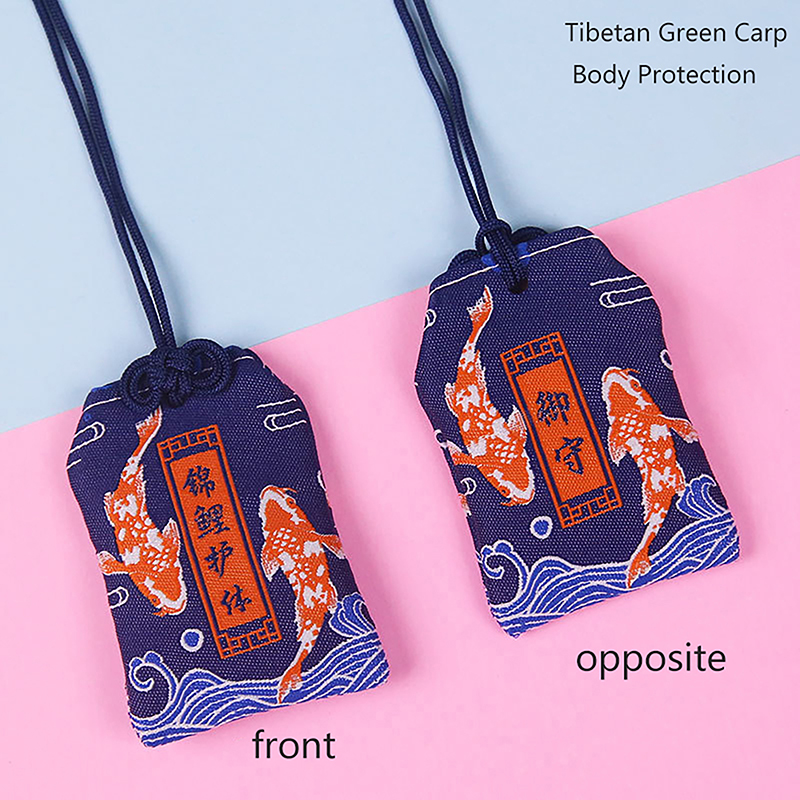 Preghiera giapponese Omamori pregare fortuna bellezza Salute sicurezza fortunato incantesimi borsa di ricchezza guardia portachiavi con ciondolo talismano per coppie: bianca