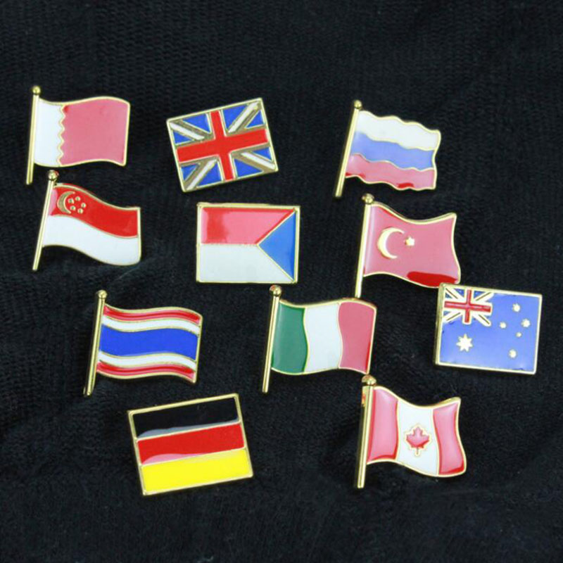 1Pc Kleurrijke Creatieve Vlag Usa Australië Canada Korea Metalen Broche Badge Pin Cap Denim Jas Kleding Decoratie Sieraden