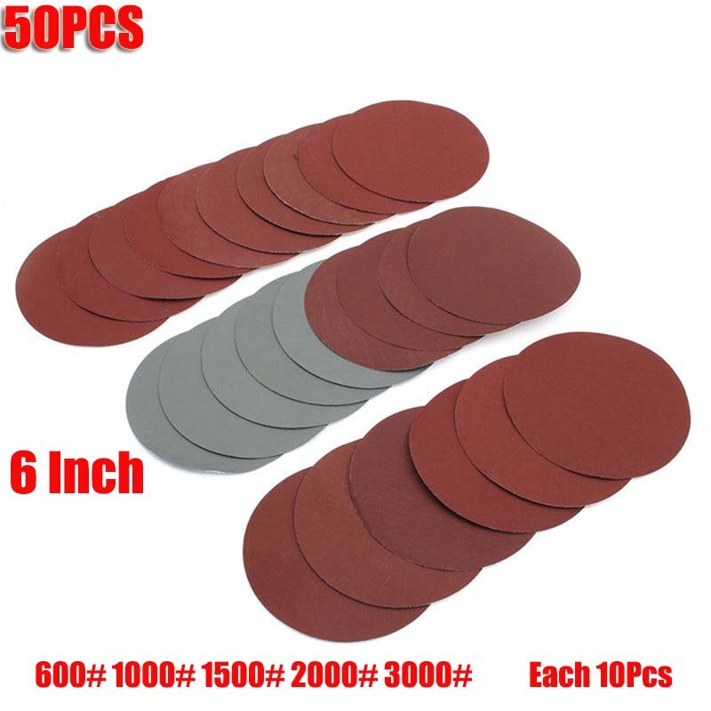 50Pcs 5/6 Inch Round Sandpaper Disk Sand Sheets 120/150mm 600-3000 Grit Hook Loop Sanding Disc For Sander Grits Abrasive Tools: 6 inch