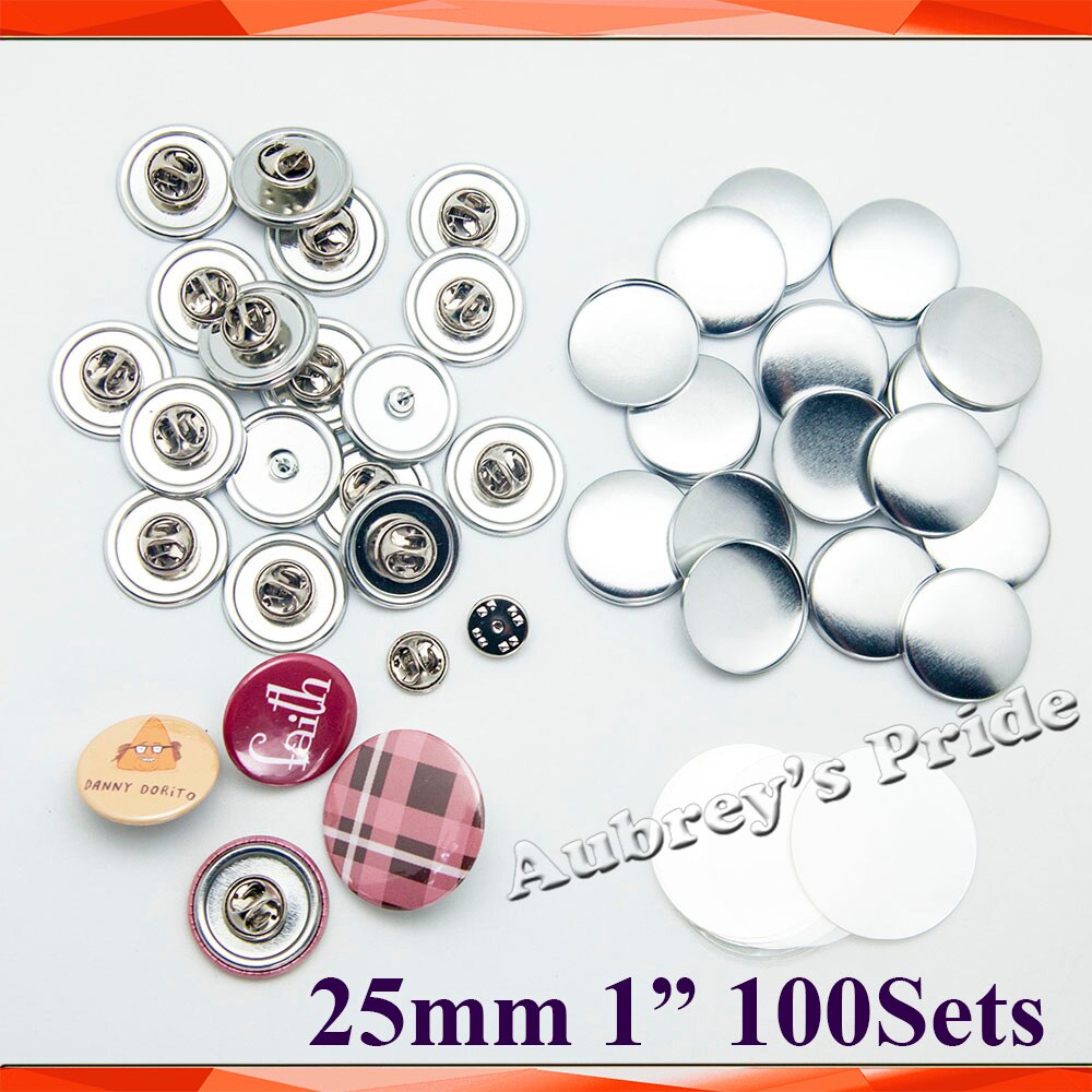 100 Sets 1 &quot;25Mm Vlinder Koppeling Terug Metal Alle Stalen Badge Button Maker Button Supply Materialen