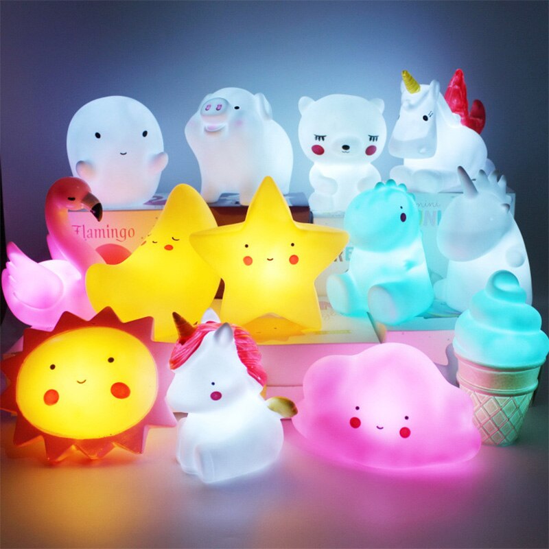 Wolken Zon Maan Sterren Eenhoorn Nachtlampje Kinderen Babyvoeding Decoratie Nachtlampje Soft Toy Dat Gloeit Gloeiende Pop