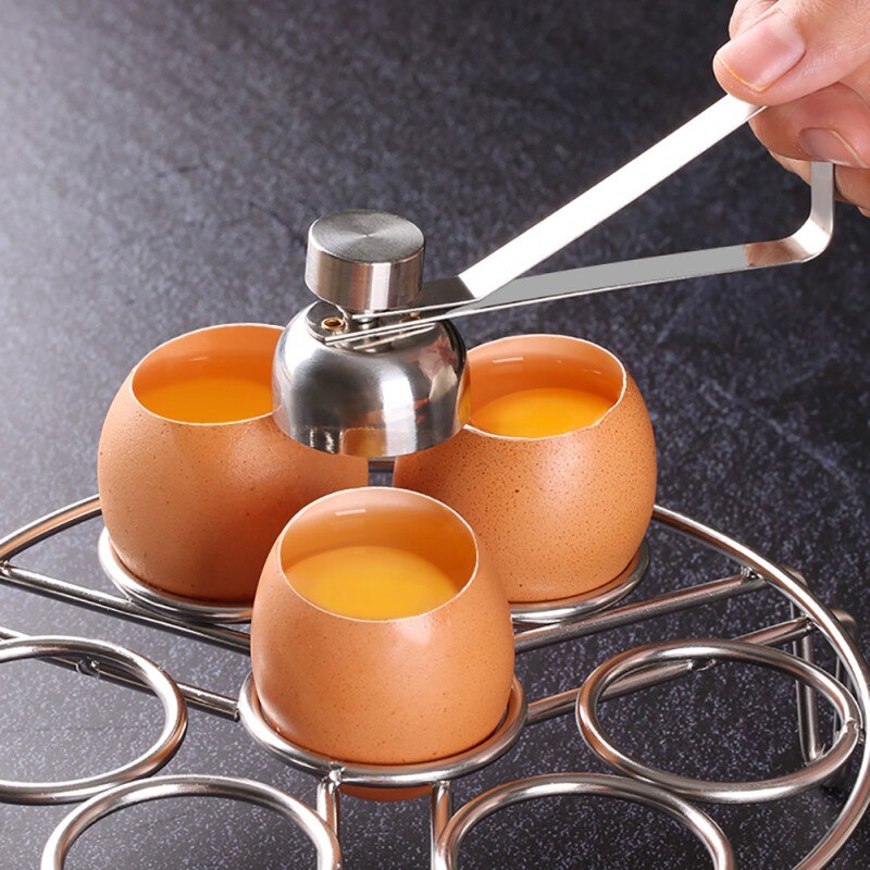 Stainless Steel Boiled Egg Scissors Topper Cutter Shell Opener Raw Egg Cracker Separator Kitchen Tools Eggs Cutter Knocker·
