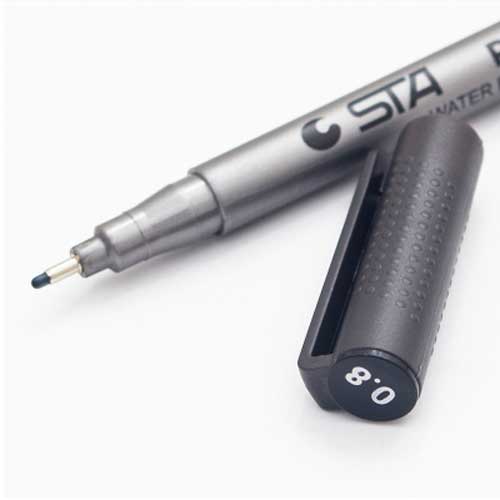 STA-rotuladores de dibujo a prueba de decoloración, pluma negra de micrón, perfilador de delineador, a prueba de agua, suministros de arte, Manga, cepillo de escritura de cómic: 0.8mm-Waterproof
