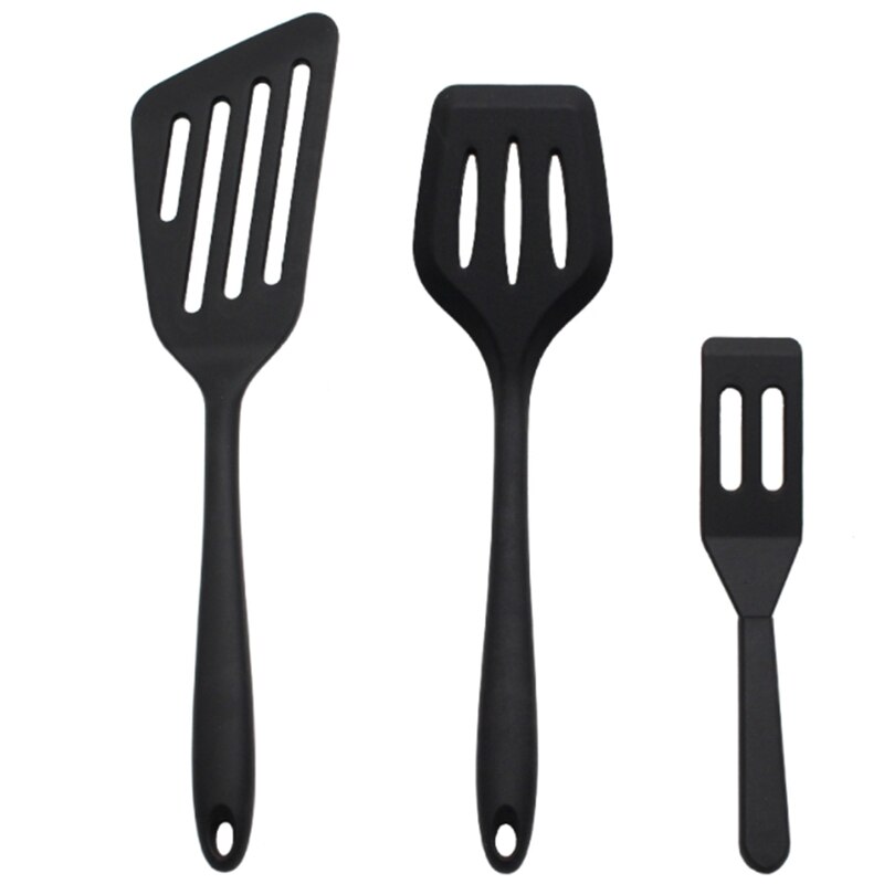 3Pcs Silicone Spatula Set Non-Stick Scraper Spatula Heat Resistant Spatula for Kitchen Cooking Baking: black