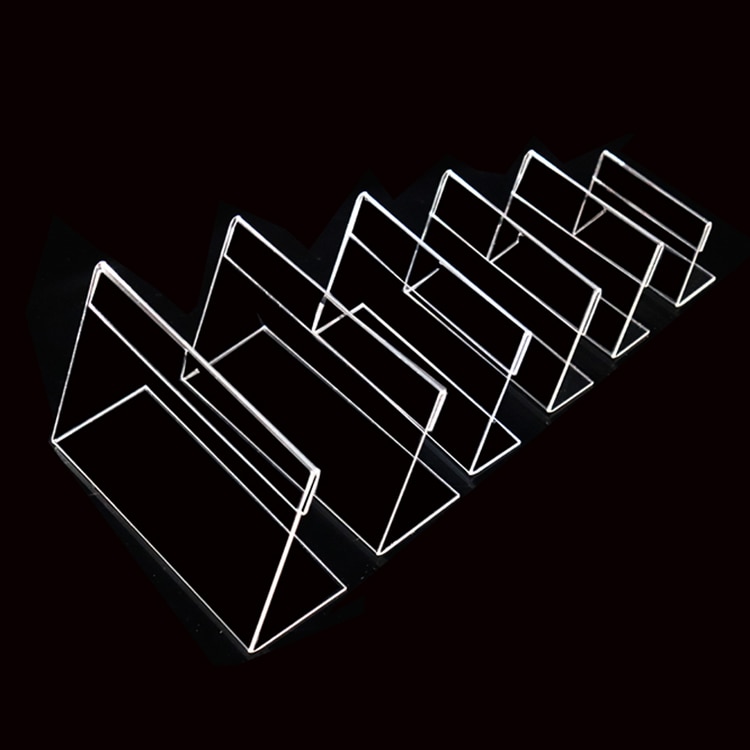 10 pcs Acrylic Clear Plastic Desk Sign Label Stand L Shape Table Card Price Tag Holders Frame Label Tag Paper Display
