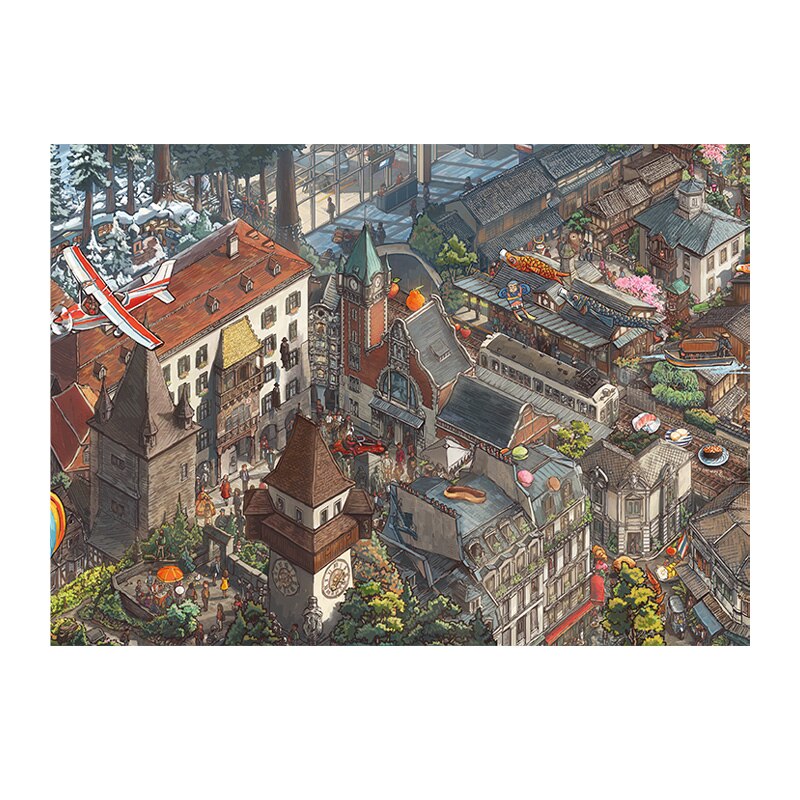 1000pcs Difficult Puzzles My Travel Diary Ancient City Scenery Teens Adult Puzzles Sightseeing Landscape Paintings Home Decor