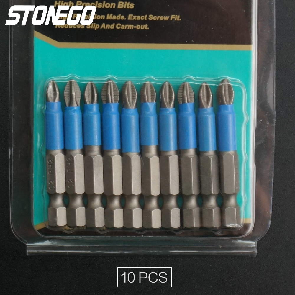 STOENGO Screwdriver Bits 1/4" Hex Shank Magnetic Cross Screw Head Anti Slip Electric Tip 50MM Driver Drill Set Tools: Orange