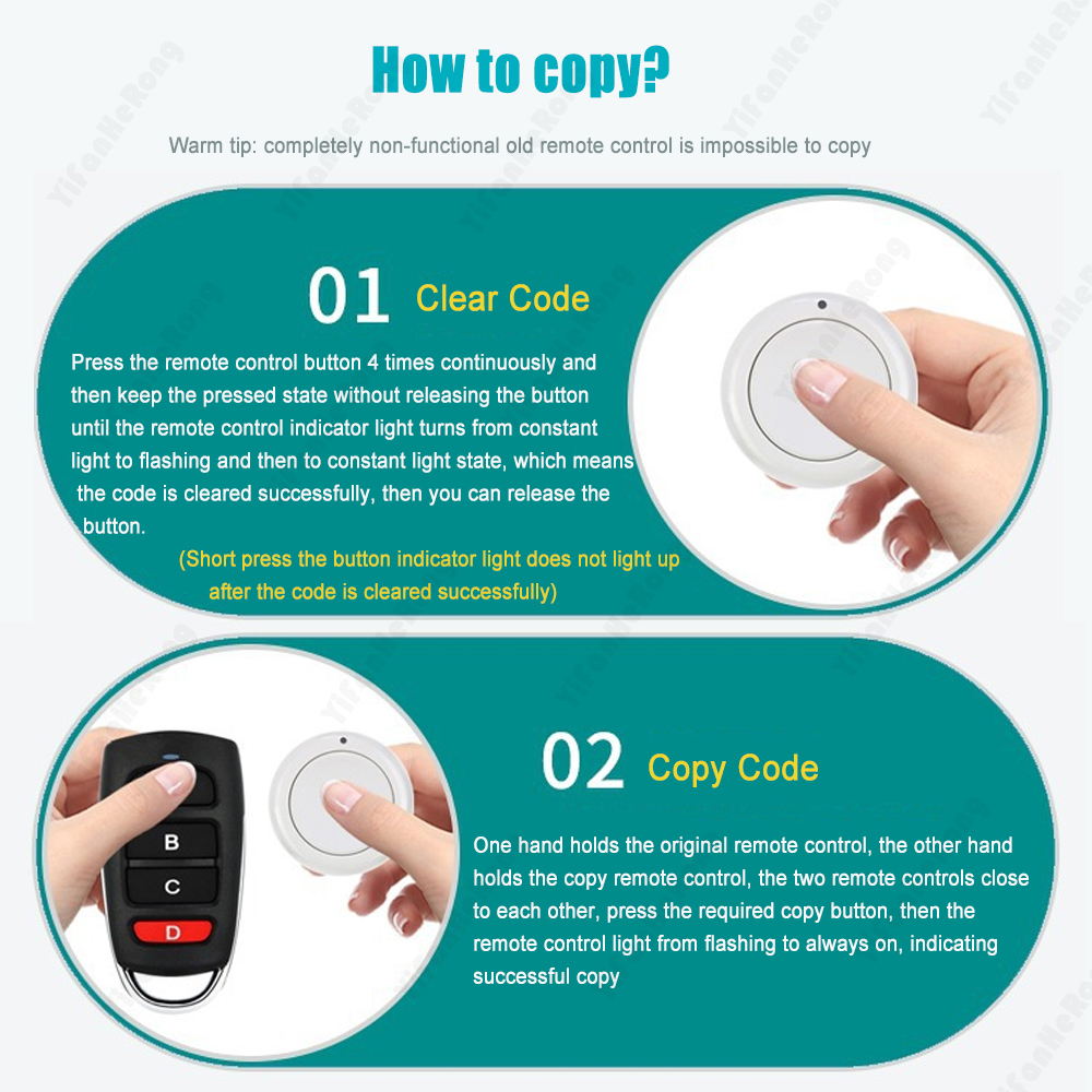 Multi Frequency 433Mhz Auto Copy Remote Control Duplicator For Home Electric Garage Door Gate Opener 433 mhz Fixed Code
